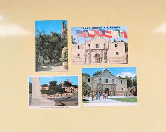 Set of 4 Vintage Unused Postcards from The Alamo in San Antonio Texas