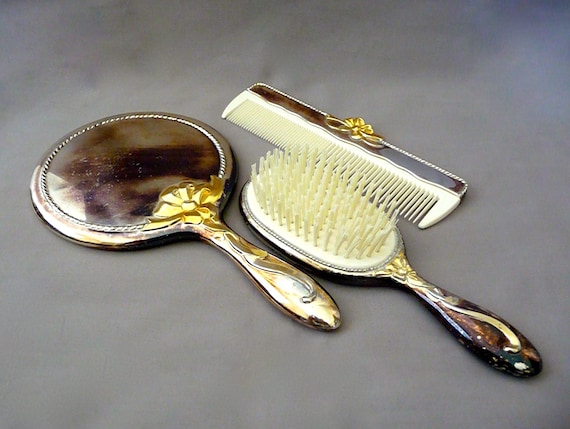 Vintage Silver Plated Vanity Set - Etsy display picture 3