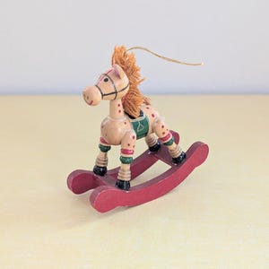 Vintage Wooden Rocking Horse Christmas Ornament