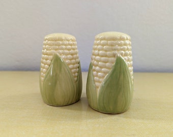 Vintage Ceramic Corn On The Cob Salt and Pepper Shakers