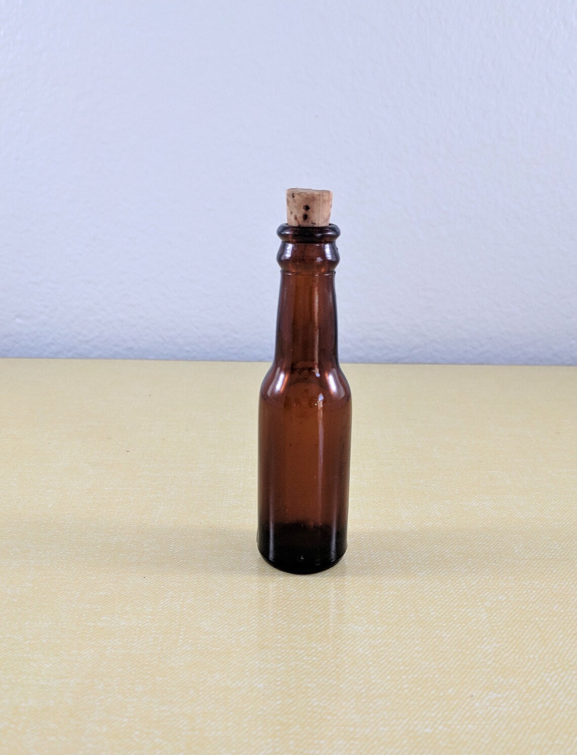 Small Brown Glass Bottle with Cork Lid Etsy