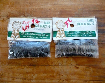 Vintage Black Long Bugle Beads