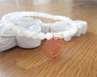 Armband - Perlmutt - Mandala - rose gold - Geschenk für sie