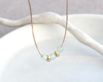 Halskette gold mit Aventurin, Kette mit Edelstein
