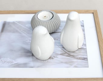 Skandi Vögel aus weißem Beton – Minimalistische Deko mit nordischem Charme - handgemacht - schöne Deko