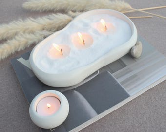 Wavy Schale aus weißem Beton – handgemachte Bowl, Schmuckschale/Betonschale oder moderne Schlüsselschale für Dein Skandi Home