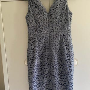 Vintage Adrianna Papell Gray Sleeveless Lace Dress 6P image 3
