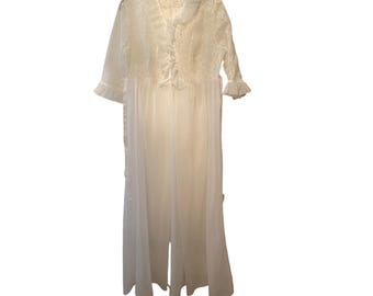 Vintage White Sheer 70s Robe