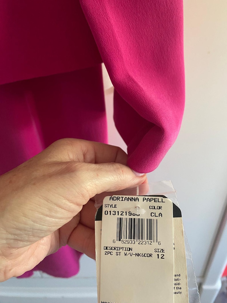VINTAGE Adrianna Papell Pink Suit NWT 12 image 3