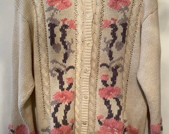 Vintage Gina Peters Sweater Size medium Cottagecore Eclectic Grandma