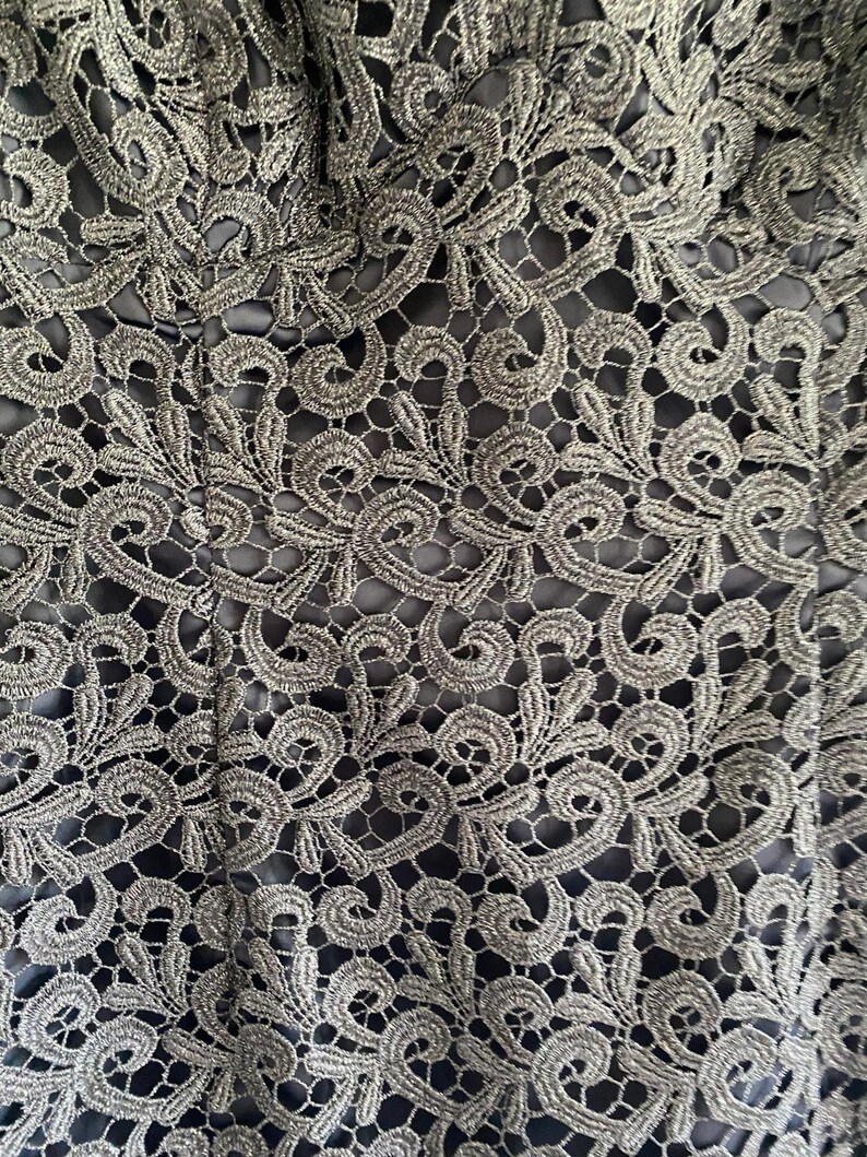 Vintage Adrianna Papell Gray Sleeveless Lace Dress 6P image 2