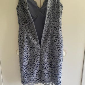 Vintage Adrianna Papell Gray Sleeveless Lace Dress 6P image 4
