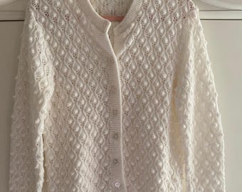Vintage Wintuk White Textured Cardigan Sweater Y2KCottageCore