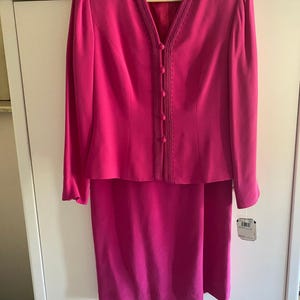 VINTAGE Adrianna Papell Pink Suit NWT 12 image 1