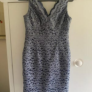 Vintage Adrianna Papell Gray Sleeveless Lace Dress 6P image 1