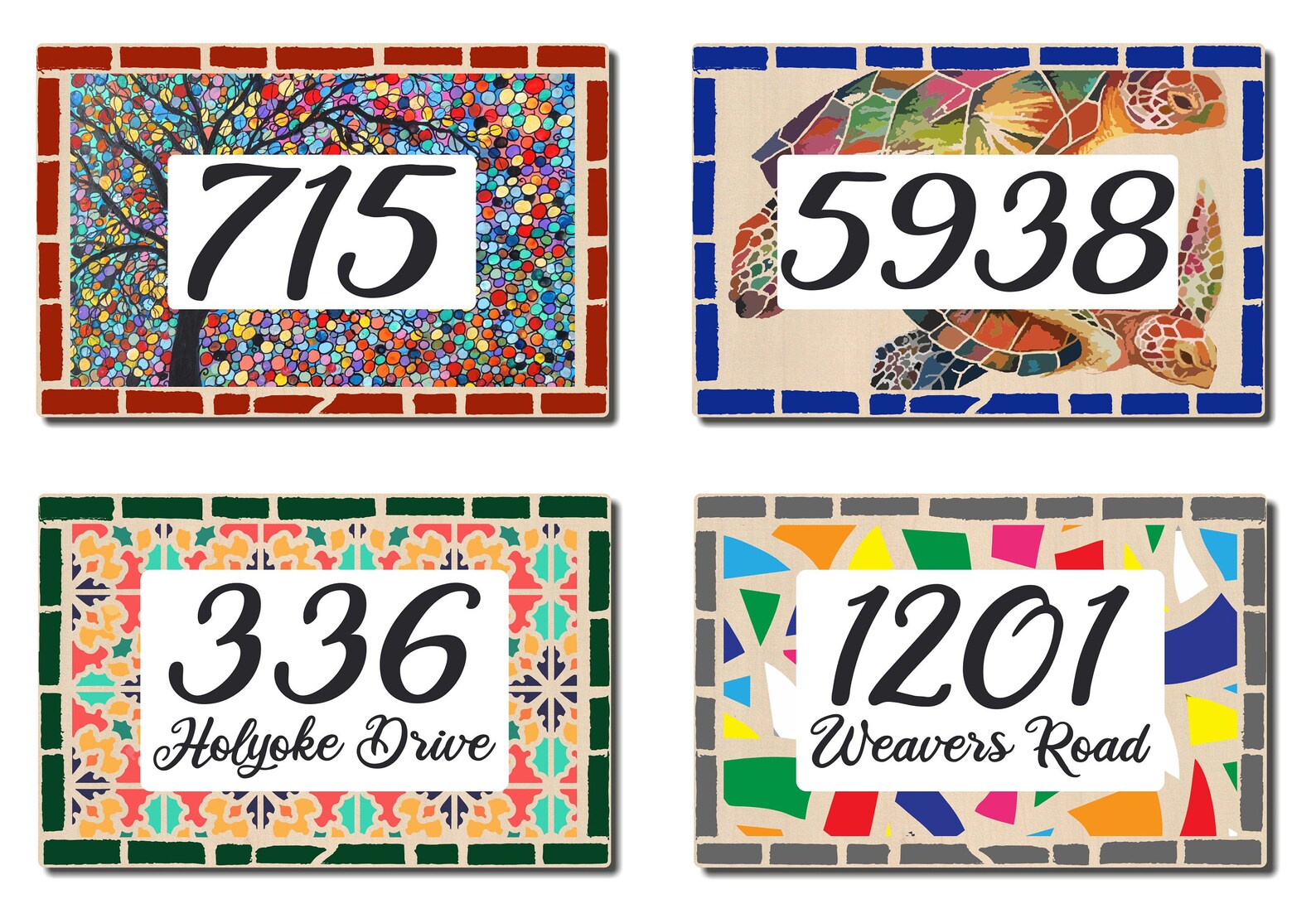 Mosaic Address Plaque Custom House Address Signs Name Sign Etsy