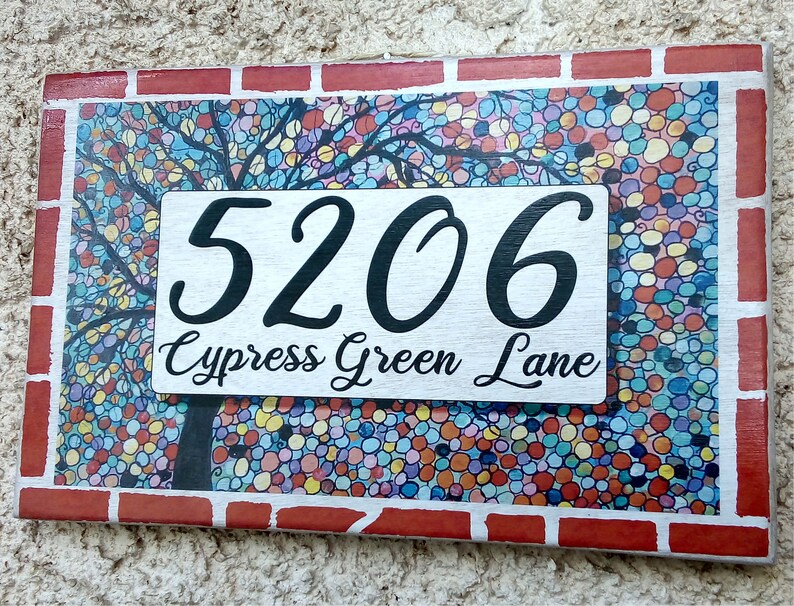 Mosaic Address Plaque Custom House Address Signs Name Sign Etsy