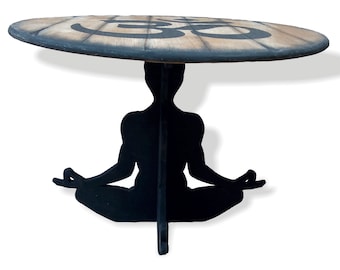 Personalized Zen Meditation Table, Create Your Own Altar Shrine Table Top, Handcrafted Aged Wood, Size 16/20/24/30/36/40/42/46 Inch