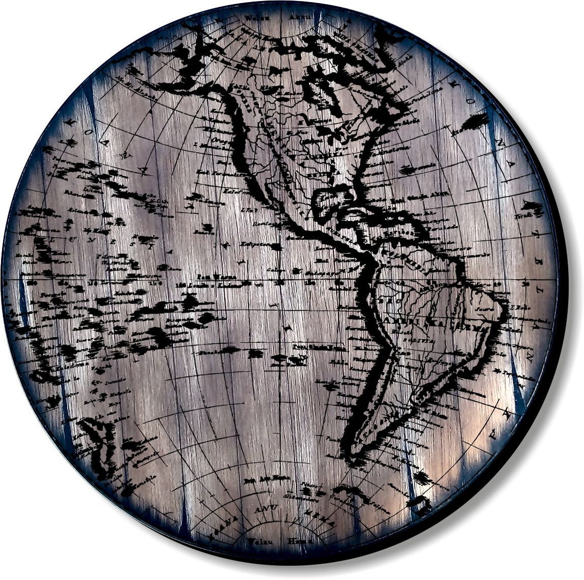 Old World Map Antique Look Table Top Handpainted on Rustic - Etsy