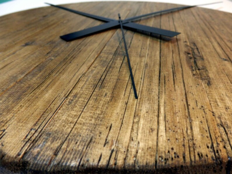 Vintage Handmade Walnut Wooden Rustic Wall Clock Long Hands Etsy