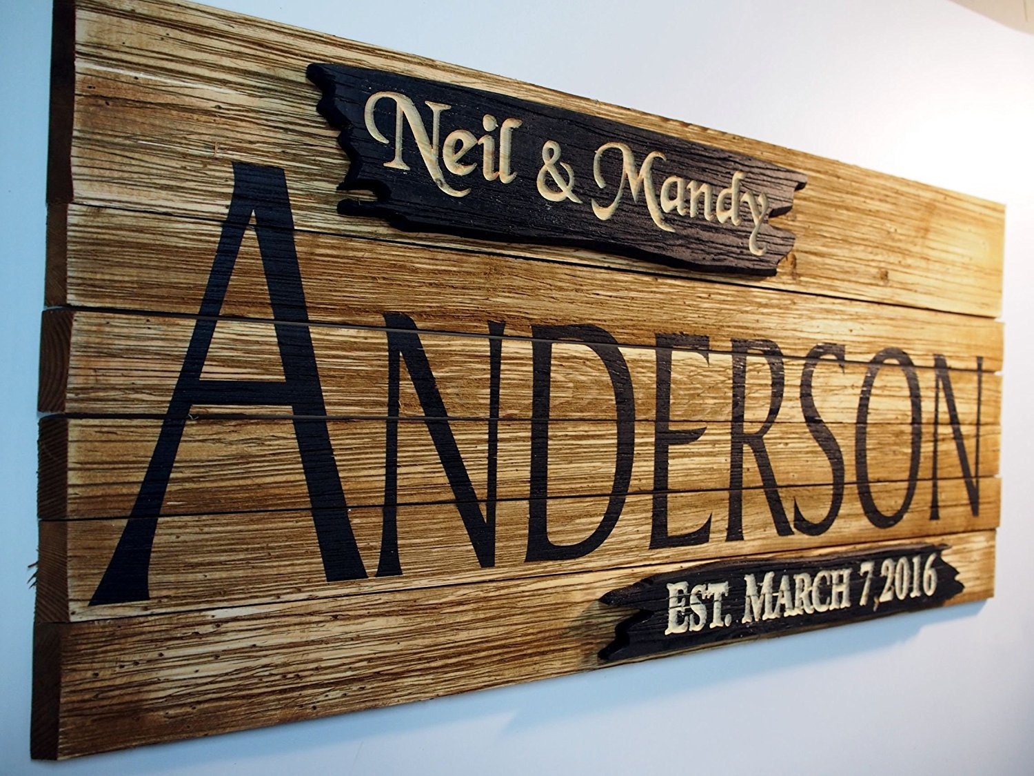Personalized Family Name Rustic Sign Wall Art Rustic Home Decor 