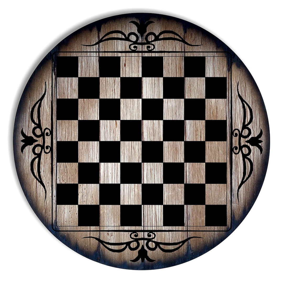 Antique Look Chess Table, Artwork on Rustic Wood Inspired by Old Wine