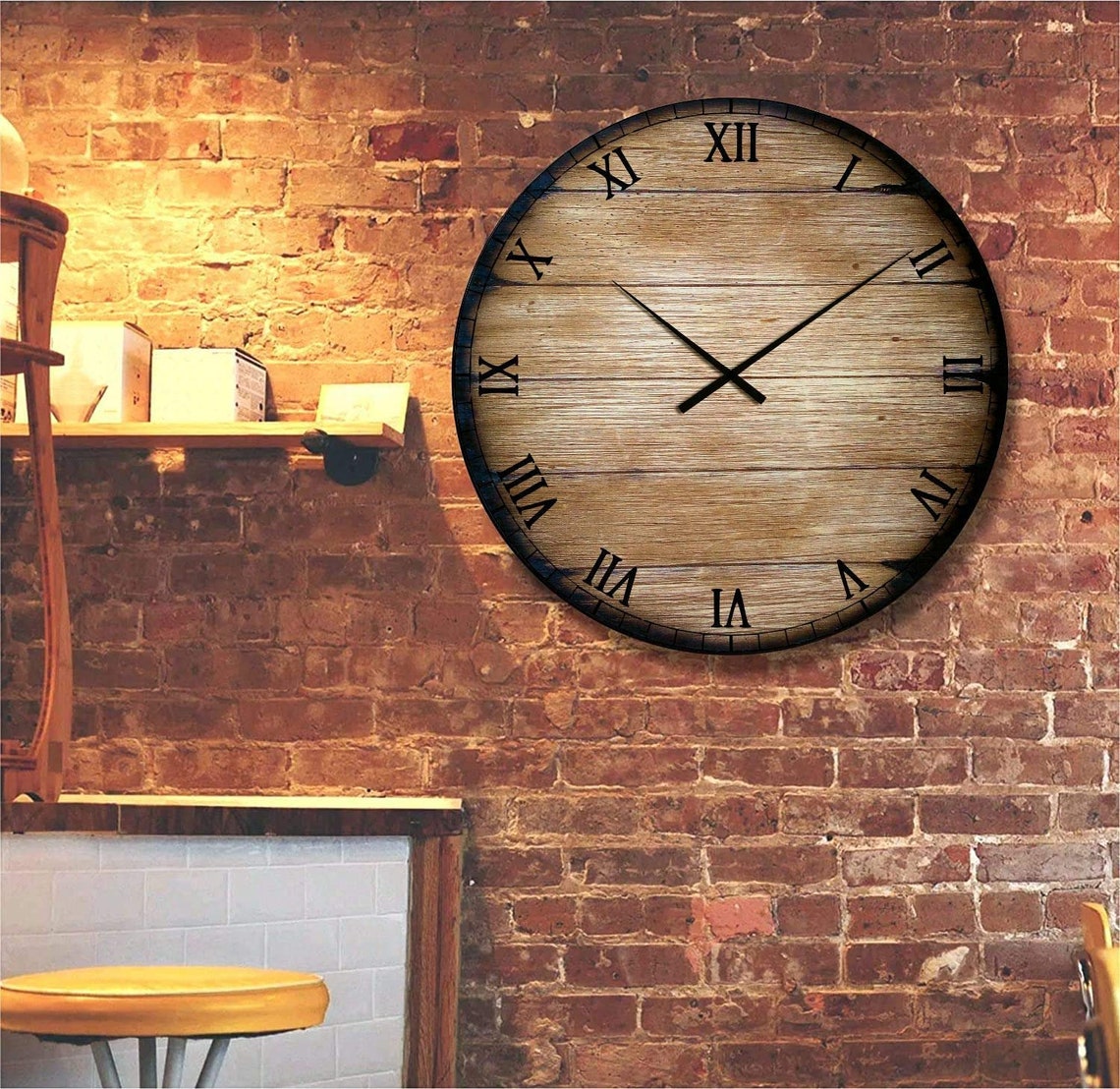 Farmhouse Wood Wall Clock Inspired by Aged Wine & Whiskey Etsy