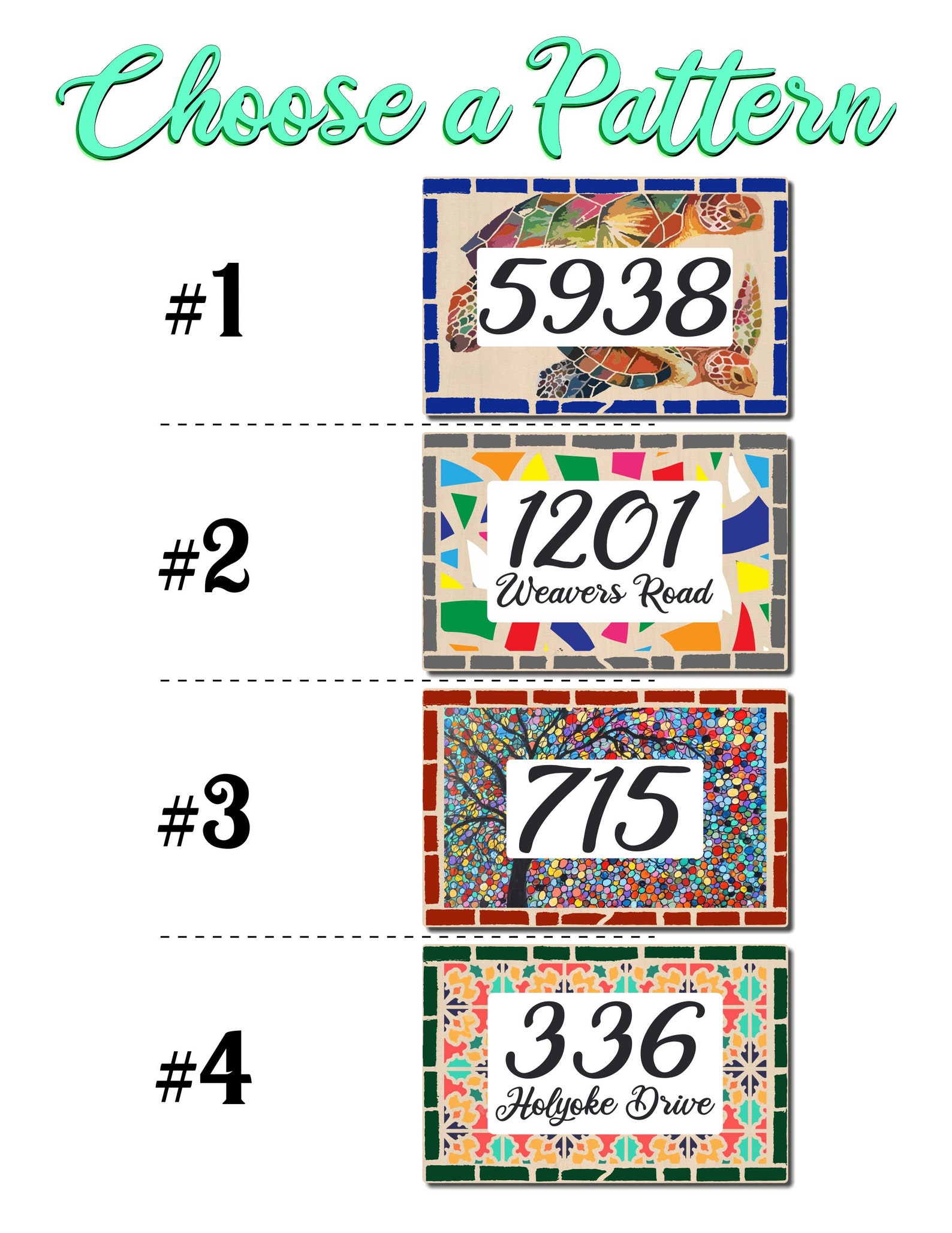 Mosaic Address Plaque Custom House Address Signs Name Sign Etsy