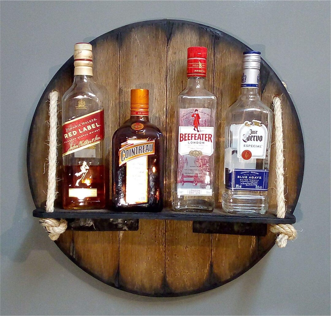 Personalized Wall Mounted Wood Wine Rack or Liquor Bottle Storage ...