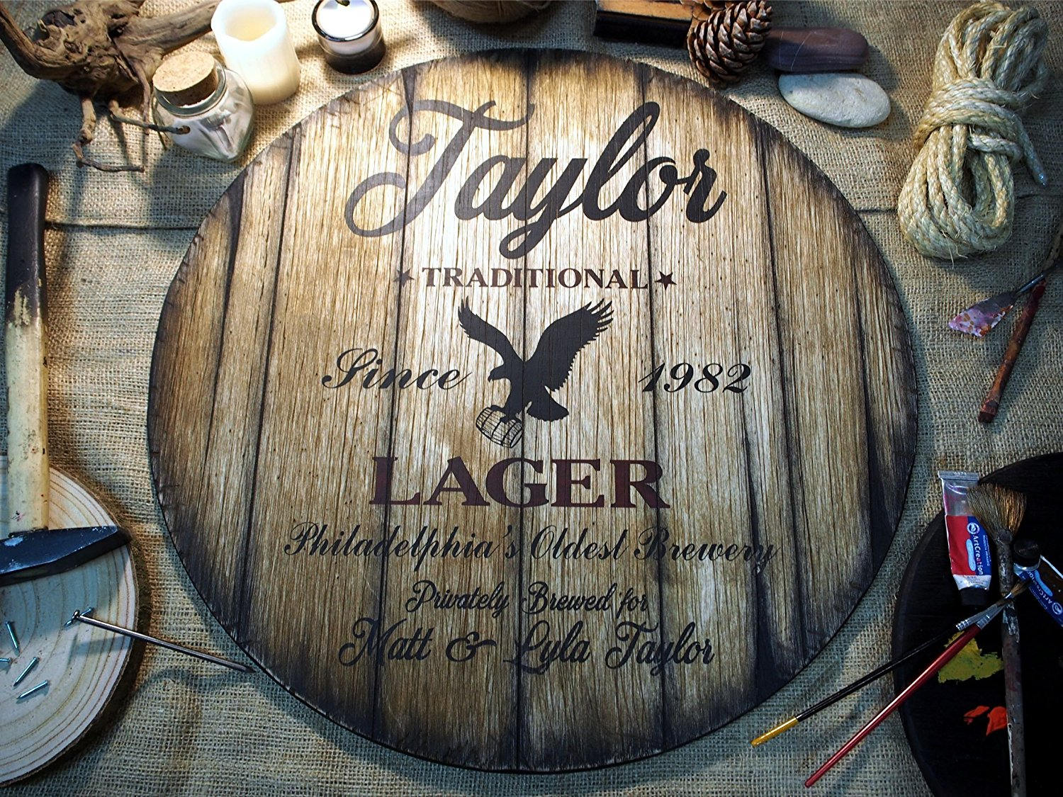 Personalized decor sign inspired by old beer barrels, Personalized Gift, Custom  Gifts for men