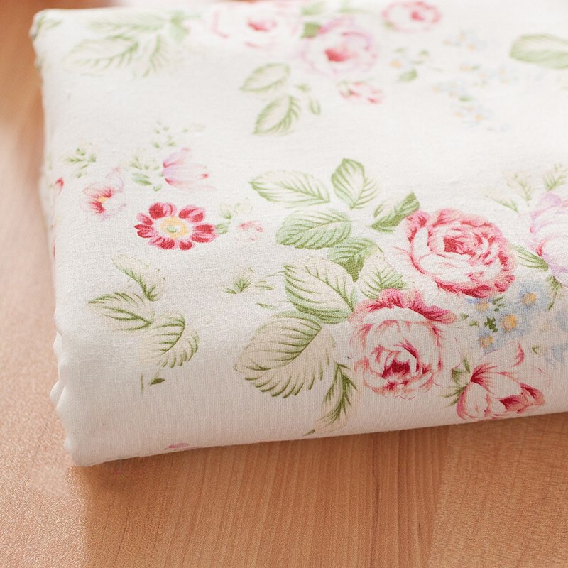 Cotton linen fabric Floral fabric Roses on ivory white Etsy