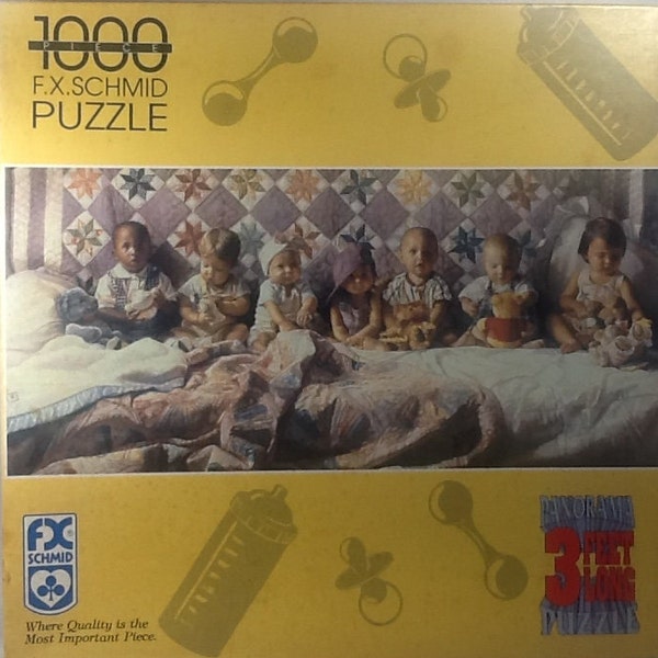 Vintage 1994 Babies All In A Row Steve Hanks Panorama 3 Feet Long 1000 pc Jigsaw Puzzle 13-3/4" X 38-1/2" F.X. Schmid #91207