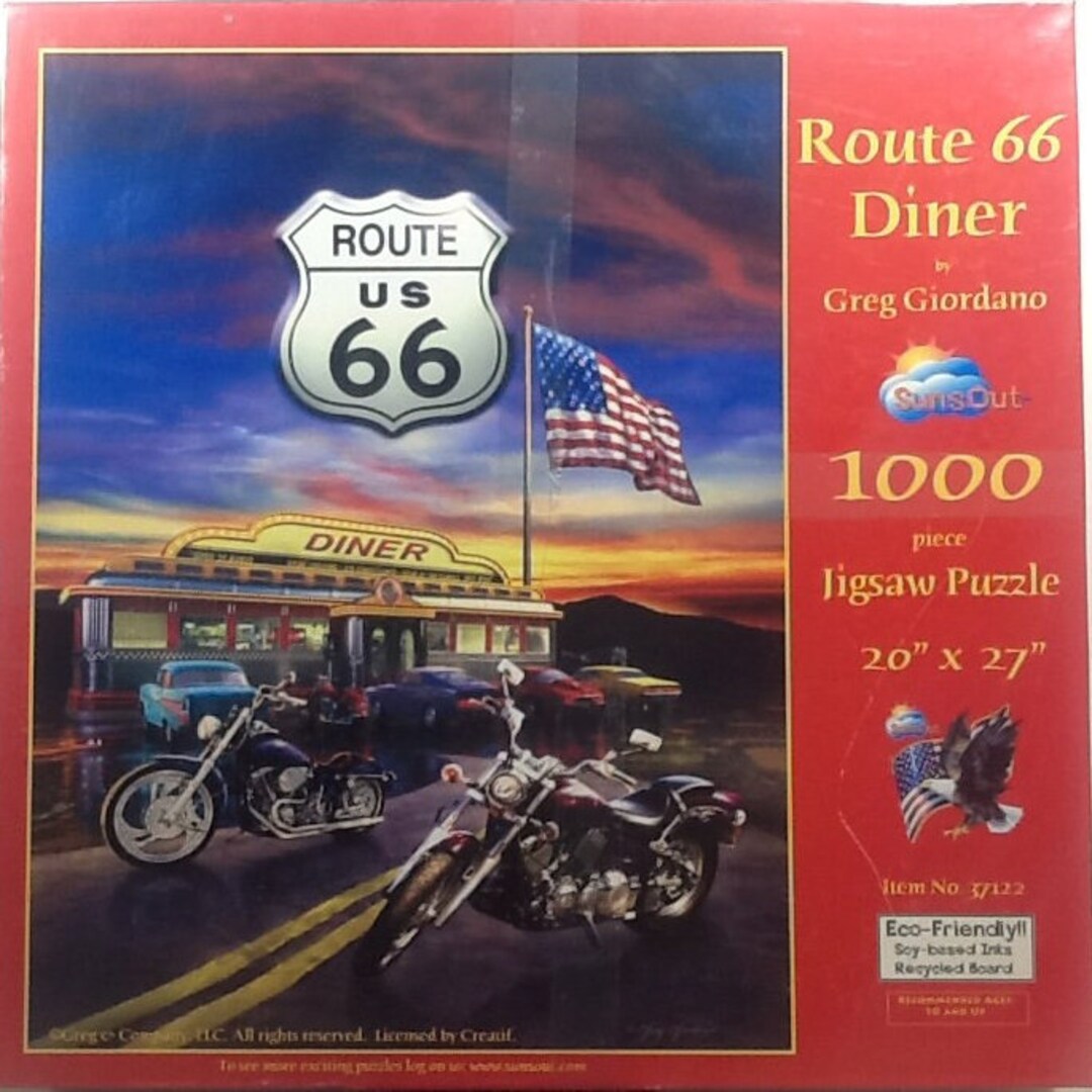 Route US 66 Diner Greg Giordano 1000 Pc Jigsaw Puzzle 20 X 27 Sunsout 37122 Etsy