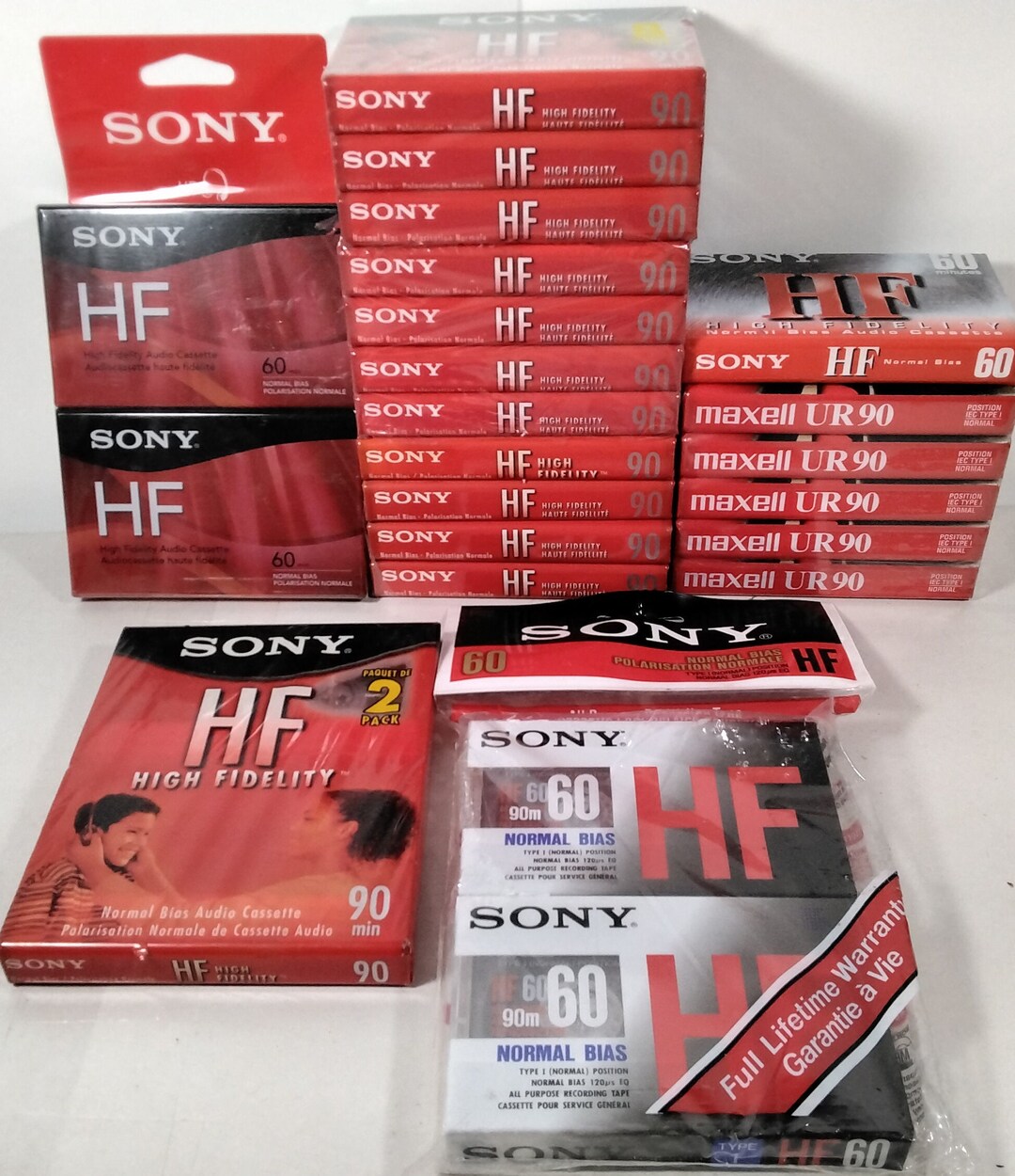 NEW Sony Blank Recordable Audio Cassette Lot 23 C90HFL UR90 C60HFC