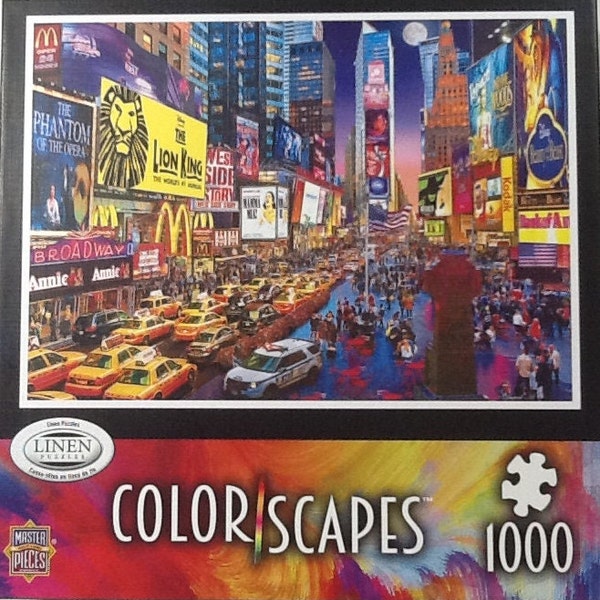 Show Time Times Square New York Broadway Lion King Colorscapes David Maclean 1000 pc Linen Jigsaw Puzzle 26.75" X 19.25" MasterPieces #71801