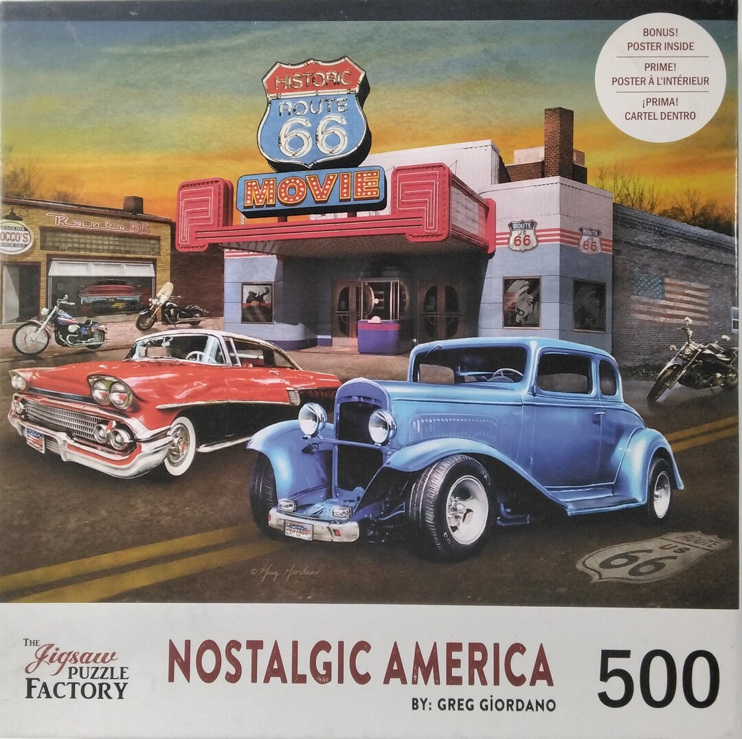 Old Time Movie Route 66 Nostalgic America Greg Giordano 500 Pc 24 X 18
