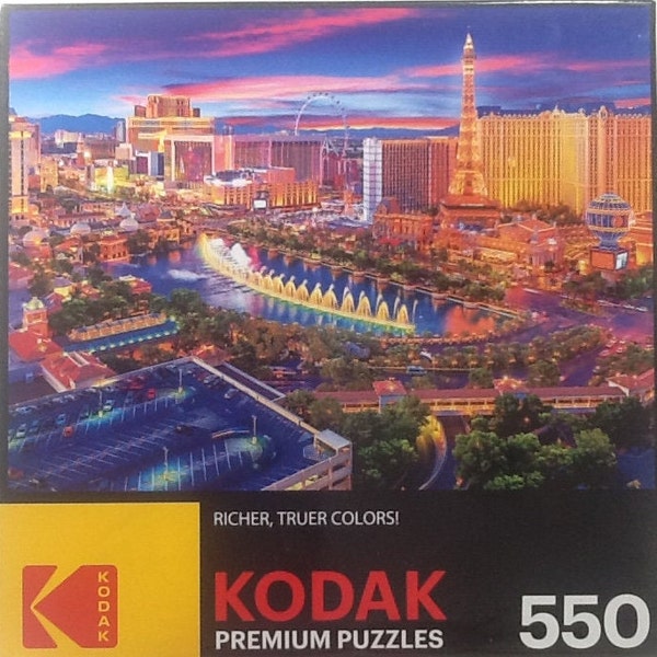 Las Vegas Strip Paris Bellagio Fountains Kodak 550 pc Jigsaw Puzzle 24" X 18" Cra-Z-Art #8300