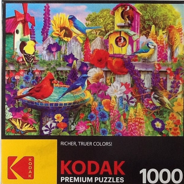 Bird Bath Garden Lars Stewart Kodak Jigsaw Puzzle 1000 pc 27" X 20" Cra-Z-Art