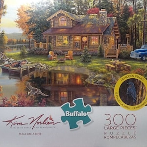 Peace Like A River Cabin Kim Norlien 300 pc Jigsaw Puzzle 21.25" X 15" Buffalo Games