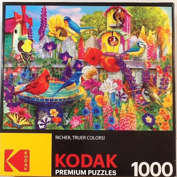 Bird Bath Garden Lars Stewart Kodak 1000 pc Jigsaw Puzzle 27" X 20" Cra-Z-Art