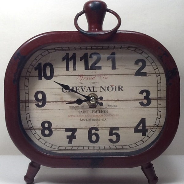 Grand Vin 1989 Cheval Noir Table / Wall Clock Saint-Emilion Mahler-Besse S.A. 8" X 6" Battery Operated (One AA) Fujian Furen Wood Ind FRANCE