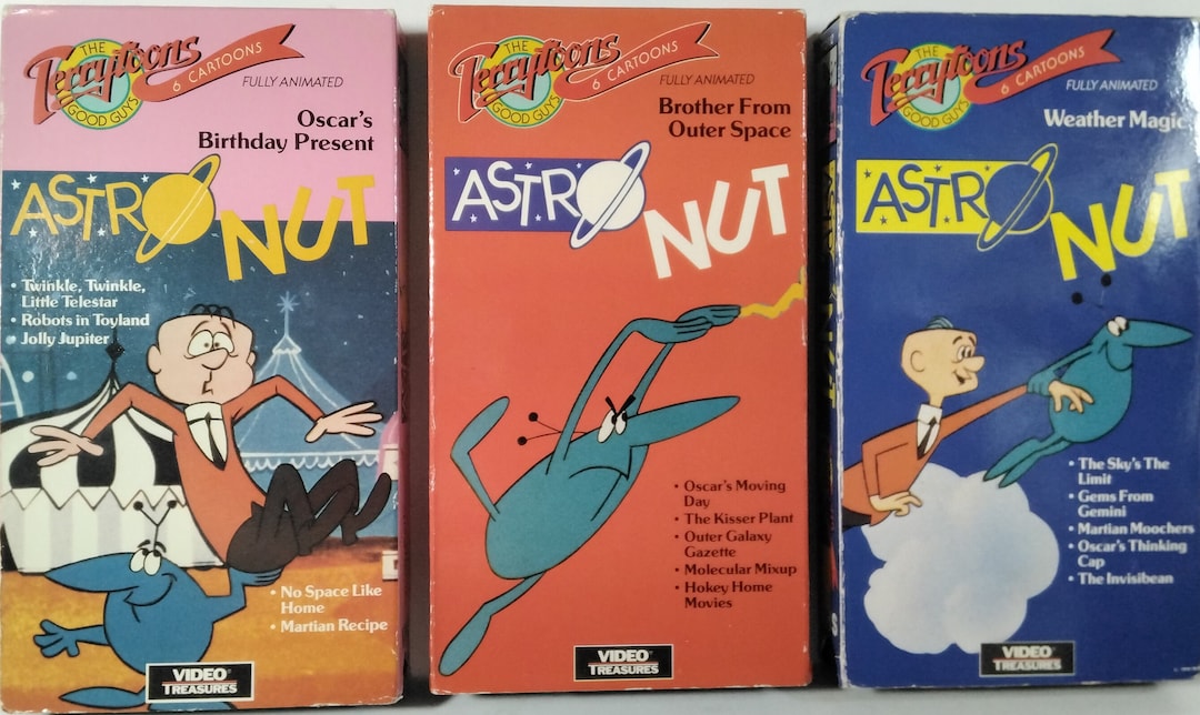 Vintage 1989 Terrytoons Good Guys VHS Lot 3 Tapes ASTRONUT 18 Cartoons