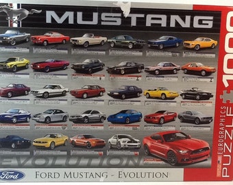 Ford Mustang Evolution Falcon Fastback GTA Mach 1 Boss 429 Cobra 1000 pc Jigsaw Puzzle 19-1/4" X 26-5/8" Eurographics 6000-0684