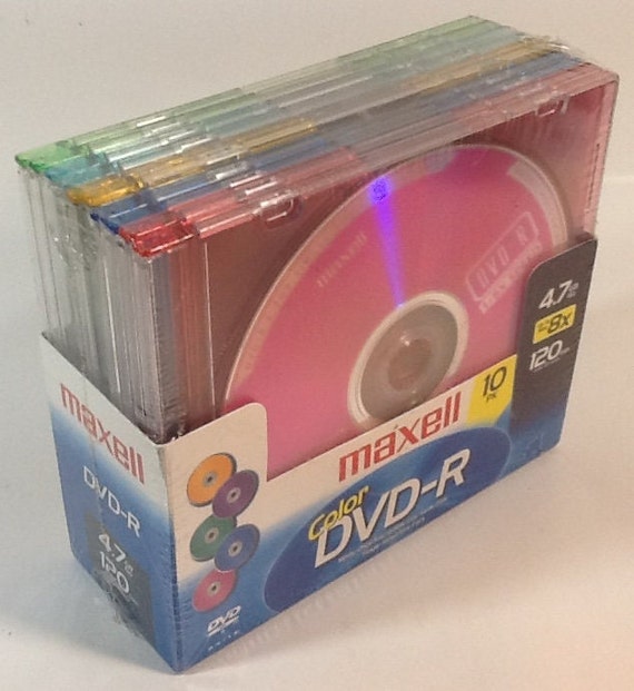 Factory Sealed Maxell 10 Pack Color DVD-R 4.7 gb 120 min Up To 8x Max