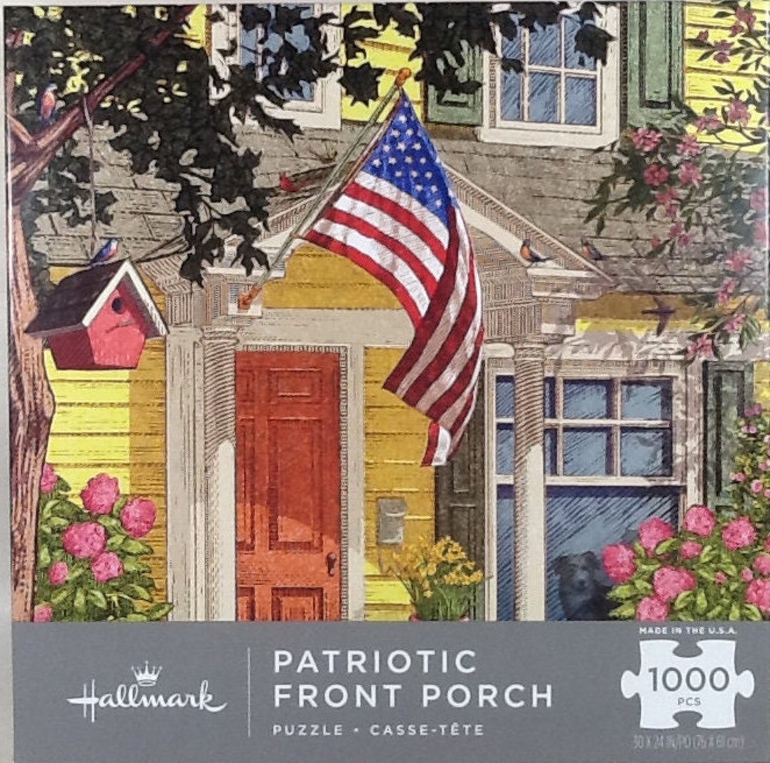 Patriotic Front Porch American Flag Geoff Greenleaf Jigsaw Etsy