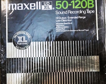 VINTAGE New Old Stock Maxell UD XL 50-120B Sound Recording Tape Hi-output  Extended Range Metal Reel 132 Min Both Directions Black Coated 