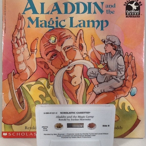 Vintage 1993 Aladdin And The Magic Lamp Book & Cassette Tape