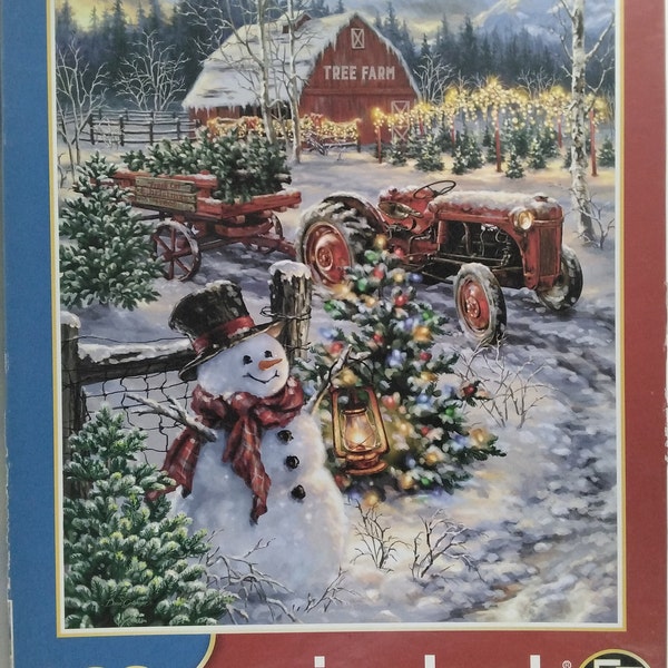 Christmas Tree Farm Snowman Red Tractor Dona Gelsinger 500 pc Jigsaw Puzzle 18" X 23.5" Springbok