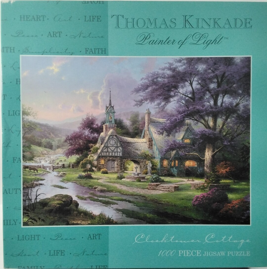 Clocktower Cottage Thomas Kinkade 1000 Pc 27 X 20 Jigsaw Puzzle Ceaco ...