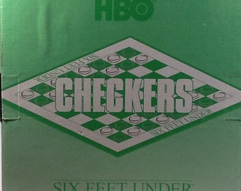 Vintage Six Feet Under Checkers HBO Glass Board Glass Pieces 10" X 10"